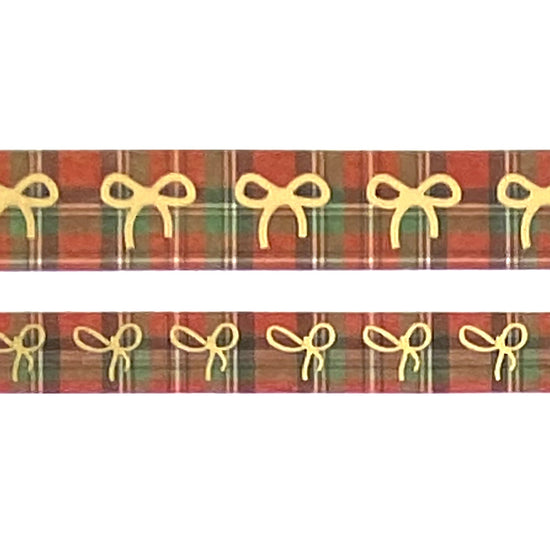 Vintage Christmas Plaid Bow washi set of 2 (15/10mm + light gold foil)(Item of the Week)