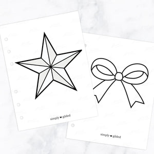 B6 Size Printable Washi Art - Star & Bow (Digital Printable)