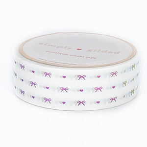 White Heart & Bow washi (15mm + pastel rainbow foil) (Item of the Week)