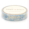 Blue Chinoiserie Floral Fancy bow washi (10mm + champagne satin foil) - Restock