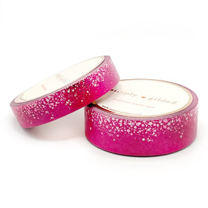 Raspberry Stardust washi set (15/10mm + raspberry pink/aurora pink foil) (Item of the Week)