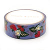Chambray Blue Strawberry washi (15mm + light gold foil) (Item of the Week)