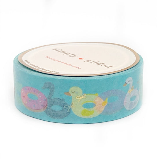 Teal Pool Floats washi (15mm + light gold foil) (Item of the Week)