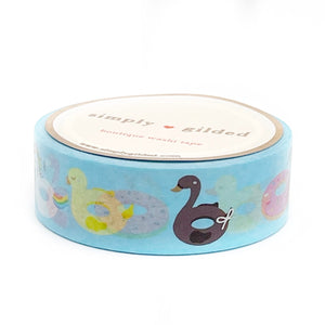 Light Blue Pool Floats washi (15mm + silver holographic foil) (Item of the Week)