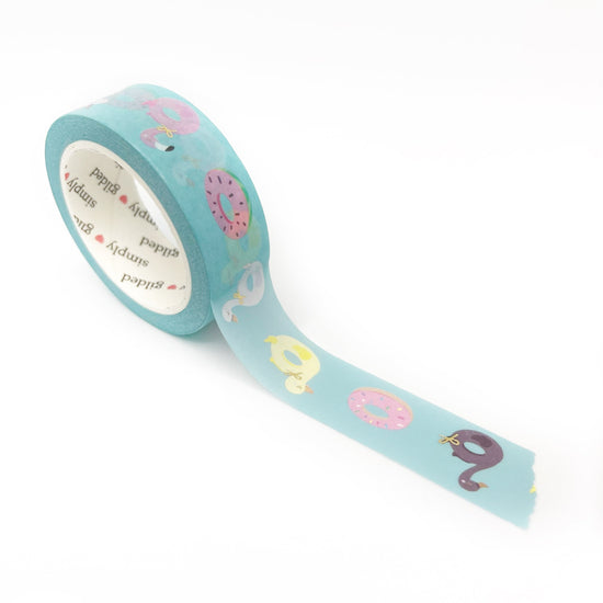 Teal Pool Floats washi (15mm + light gold foil) (Item of the Week)