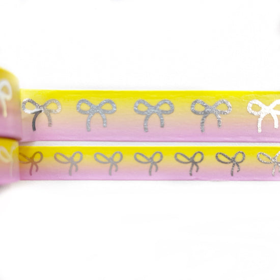 Pink Lemonade Ombré Bow washi set (15/10mm + silver foil) (Item of the Week)