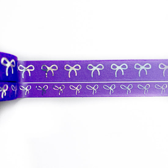 Neon Candy Purple Bow washi (15/10mm + silver sparkler holographic foil) (Item of the Week)