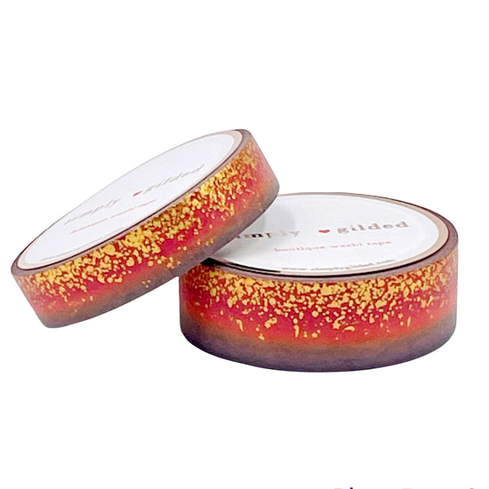Fiery Fall Sunset Ombré Stardust washi set (15/10mm + holographic gold/rose gold foil) - Restock