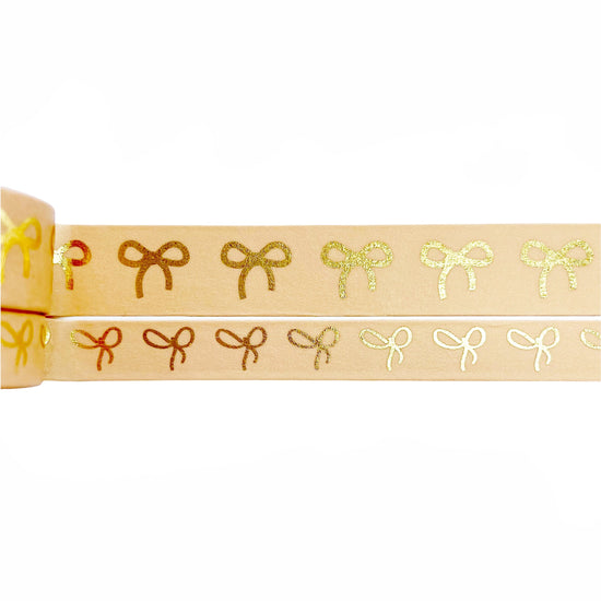 Apricot Bow washi set (15/10mm + light gold foil)