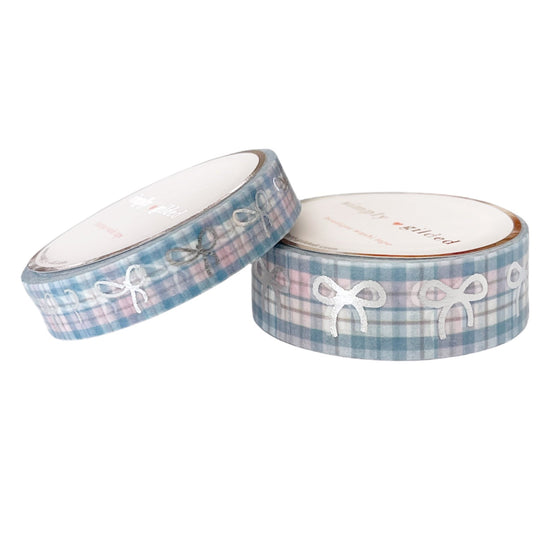 Winter Cabin Plaid Bow washi set (15/10mm + silver foil)(Item of the Week)