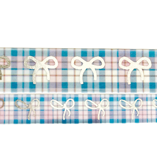 Winter Cabin Plaid Bow washi set (15/10mm + silver foil)(Item of the Week)