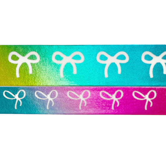 Pastel Rainbow Foil Bow Washi Set (15/10mm + white print) (Item of the Week)