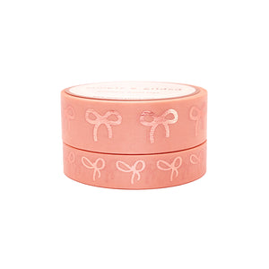 Terracotta Blush Bow washi set (15/10mm + rose pink foil)