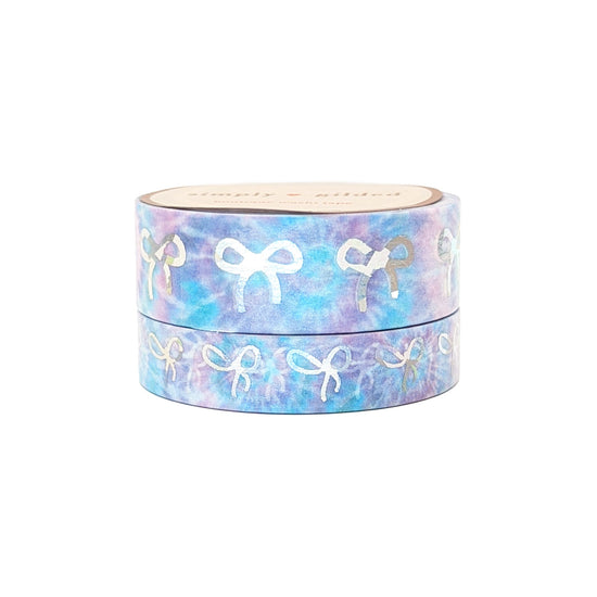 Tie-dye Mermaid Bow Washi set (15/10mm + silver sparkler holographic foil) (Item of the Week)