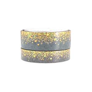 Shale Green Shamrock Stardust washi set (15/10mm + light gold / light gold holographic foil)