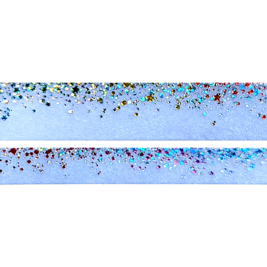 Periwinkle Stardust Rainbow washi set (15/10mm + rainbow / silver glitter holographic foil)