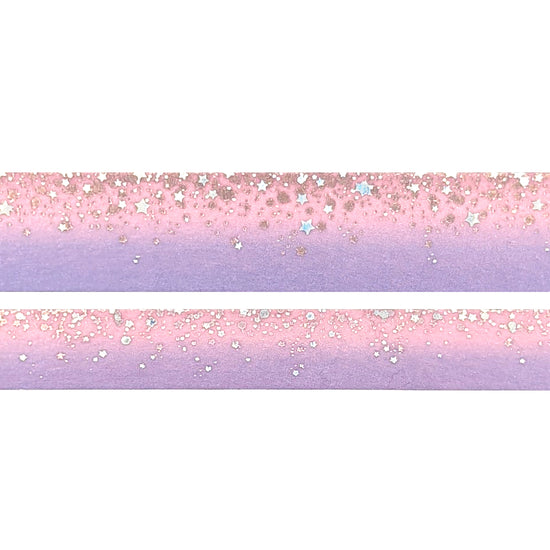 Purple Pink Stardust Washi Set (15/10mm + aurora pink holographic / silver sparkly holographic foil)