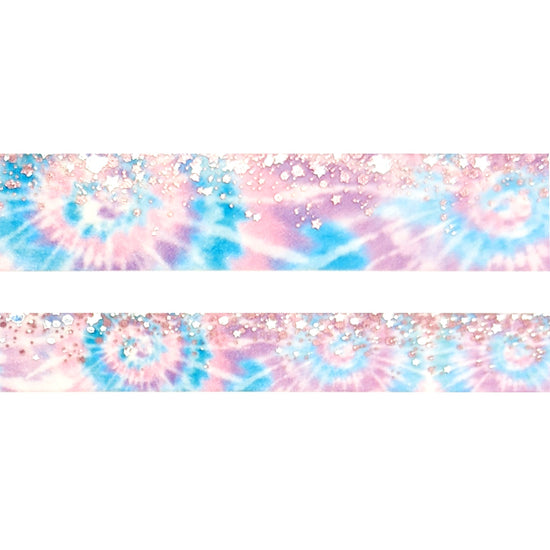 Tie-dye Mermaid Stardust Washi set (15/10mm + aurora pink / silver sparkler holographic foil) (Item of the Week)