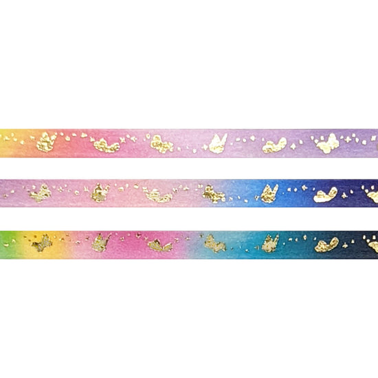 Sisters Butterfly set of 3 washi (5mm + light gold foil)