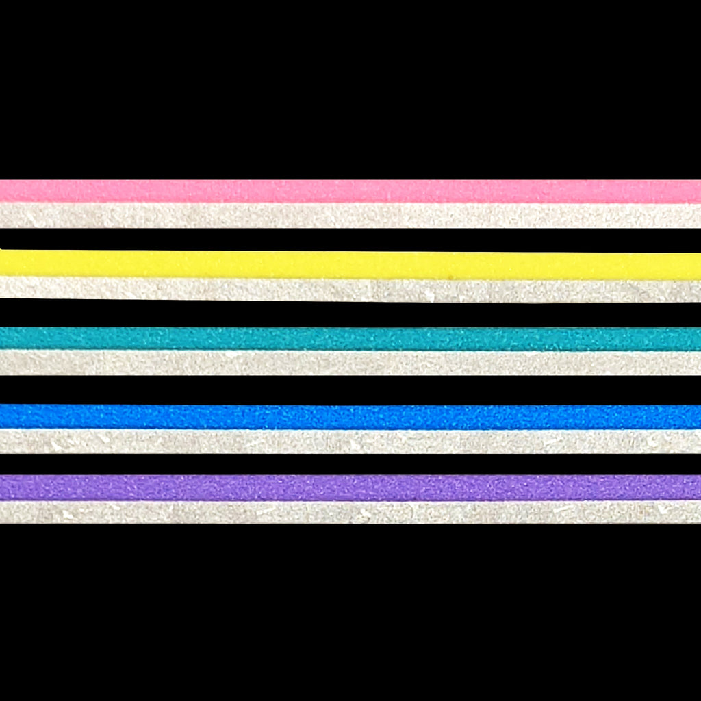 Glitter Neon Color Block washi set of 5 (5mm + silver holographic spar ...