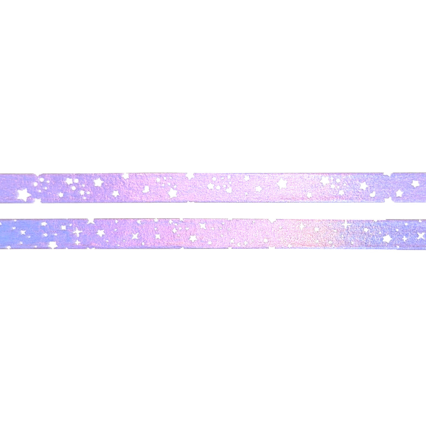 Purple Holographic Sparkle & Shooting star washi set of 2 (5mm + purple  holographic foil + white)