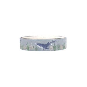 Mother Earth Whales washi (10mm + silver foil)