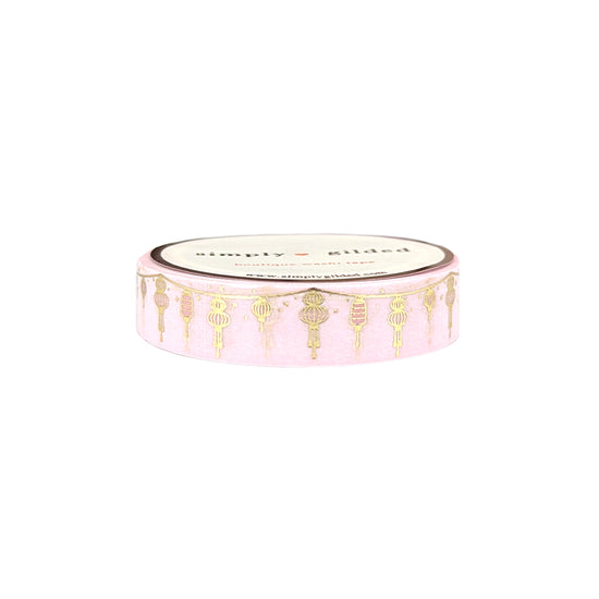 Pink Lanterns washi (10mm + light gold foil)
