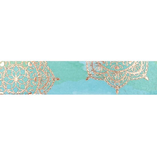 Spearmint Mandala washi (15mm + rose gold foil)