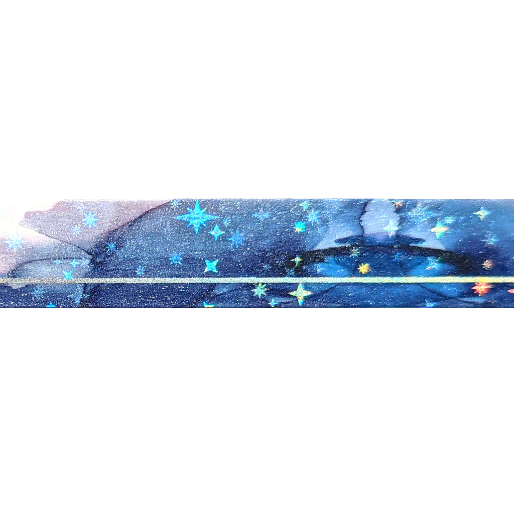 Iridescent Ink Simple Line washi (15mm + silver holographic foil / iri ...