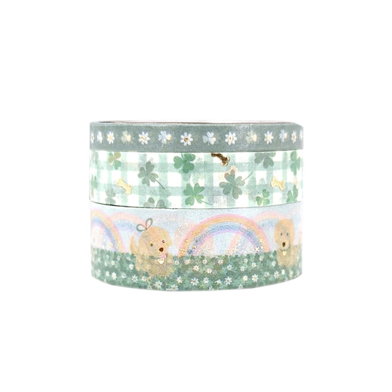 Lucky Puppy washi set of 3 (15/10/5mm + light gold foil)