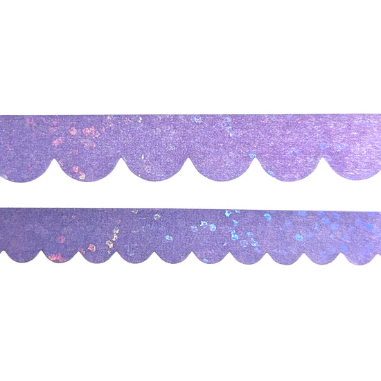 Amethyst Scallop washi set of 2 (10/8mm + iridescent bubble glitter overlay)