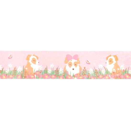 Puppy Love Meadow washi (15mm + rose gold foil)