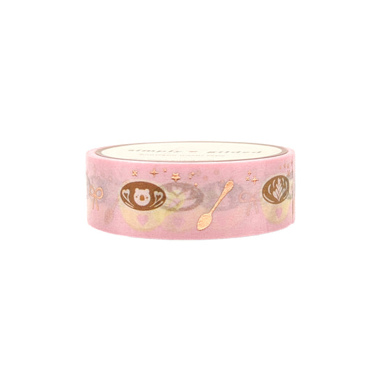Pink Coffee Cups Washi (15mm + rose pink foil)