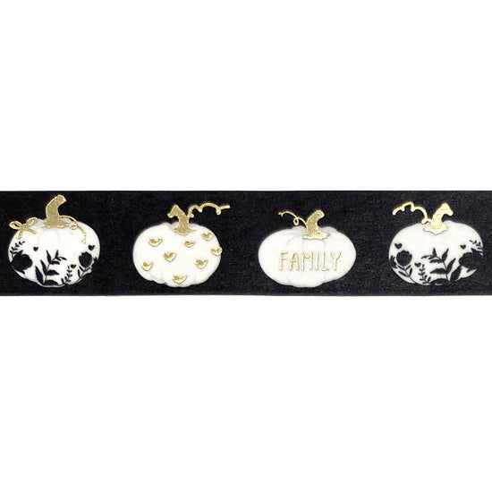 Painted Pumpkin Black & White washi (15mm + light gold foil)
