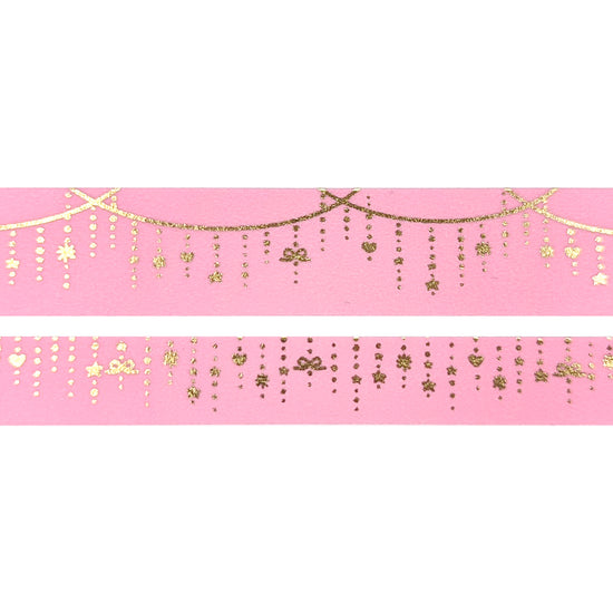 Bubblegum Pink Twinkle Garland washi (15/10mm + light gold foil)