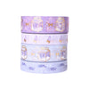 Lavender Milk washi set of 4 (15/15/10/10mm + rose gold foil + iridescent glitter overlay)