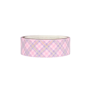 Cotton Candy Plaid Pink washi (15mm + silver holographic foil)