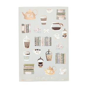 Matcha Books & Caffeine (Deco Sheet + rose gold foil)
