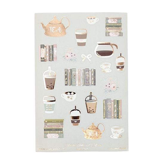 Matcha Books & Caffeine (Deco Sheet + rose gold foil) - Restock