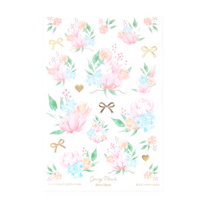 Spring Florals (Deco Sheet + light gold foil)