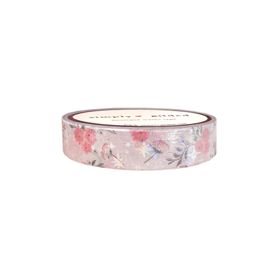 Sweet Floral washi (10mm + iridescent star overlay)