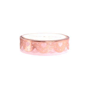 Lovely Scallop Heart & Dot washi (12mm + rose gold foil)