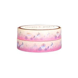 Once Upon a Time Horse & Carriage washi set of 2 (10mm + light gold foil / glitter)