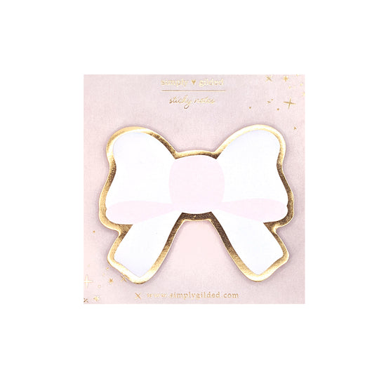 White Bow Sticky Notes + light gold foil (die-cut)