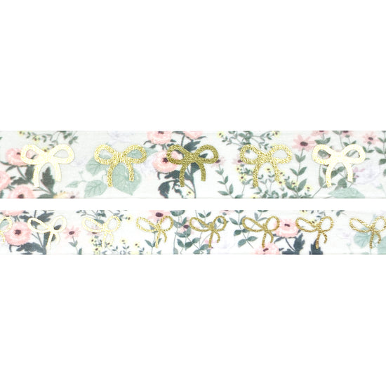 12 Days of Simply Gilded Sweet Floral Bow washi set (15/10mm + light gold foil)