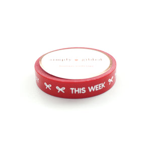 PERFORATED WASHI TAPE 10mm - TASKS Classic Red + silver foil text