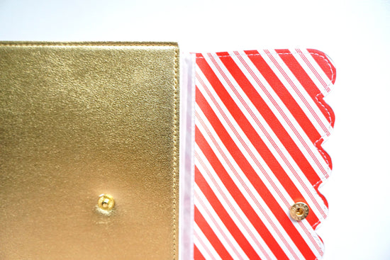Gold with red & white striped interior Large Album (gold hardware) - Restock