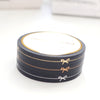 PERFORATED WASHI TAPE 6mm set of 3 -  BLACK BOW LINE + champagne gold/silver/rose gold foil