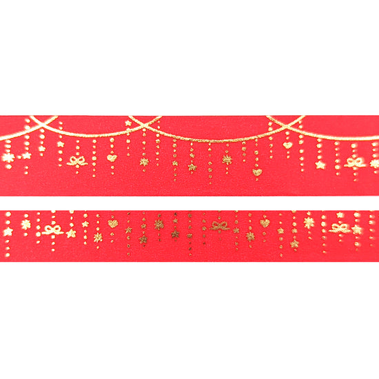 Cherry Red Twinkle Garland washi (15/10mm + light gold foil)