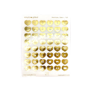 Glossy Clear Heart Icons Dates Light Gold - Restock